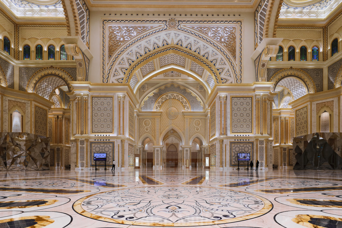 "Main hall - Qasr Al Watan [Palace of the Nation] - Abu Dhabi - UAE" stock image