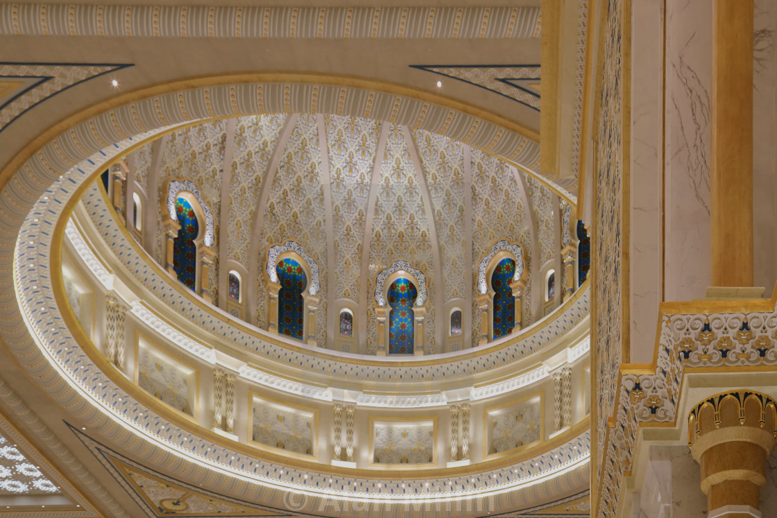 "Dome and architectural detail - Qasr Al Watan [Palace of the Nation] - Abu Dhabi - UAE" stock image