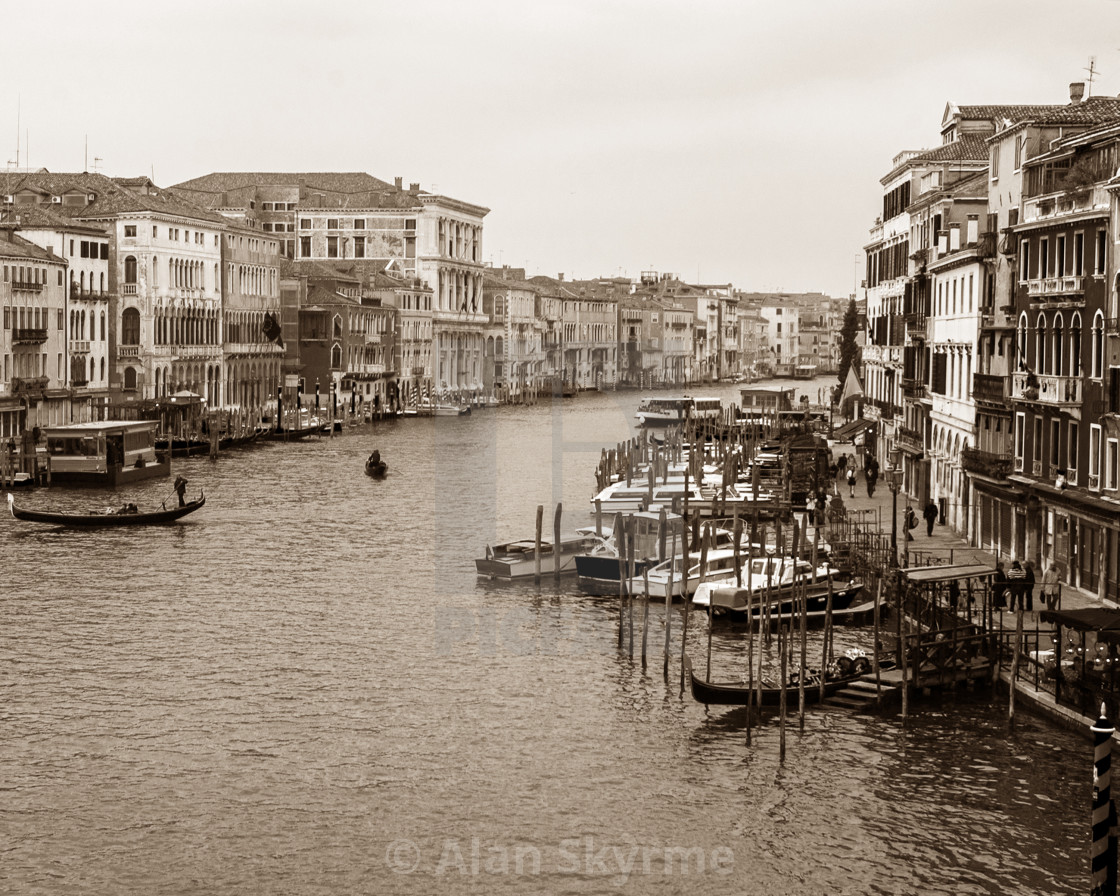 "Grand Canal, Rialto, Venice - sepia" stock image