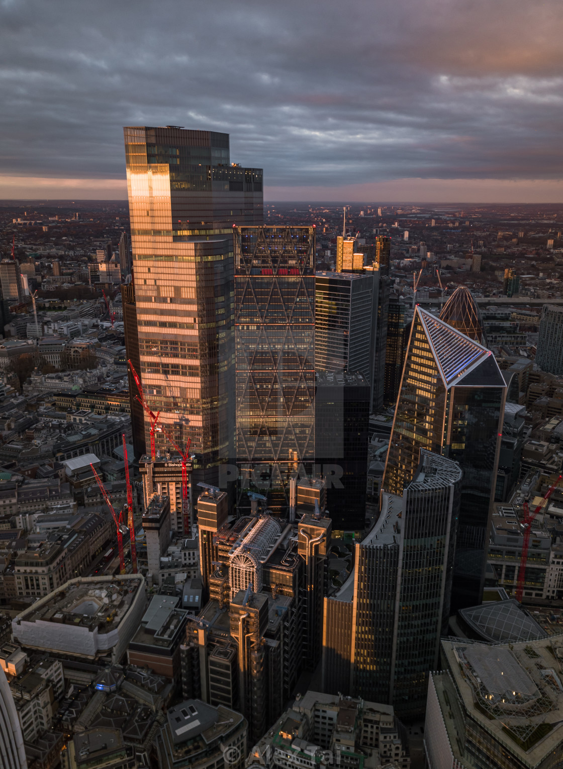 "The City Cluster at Sunset" stock image