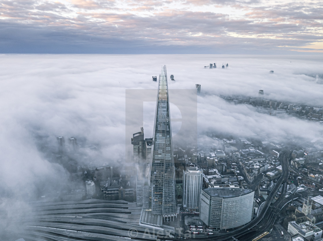 "The Shard in Fog" stock image