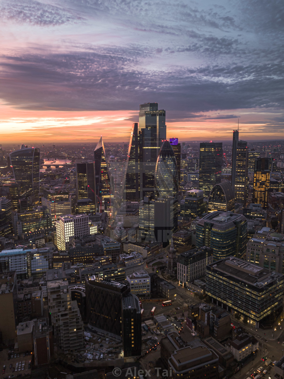 "The City at Sunset" stock image