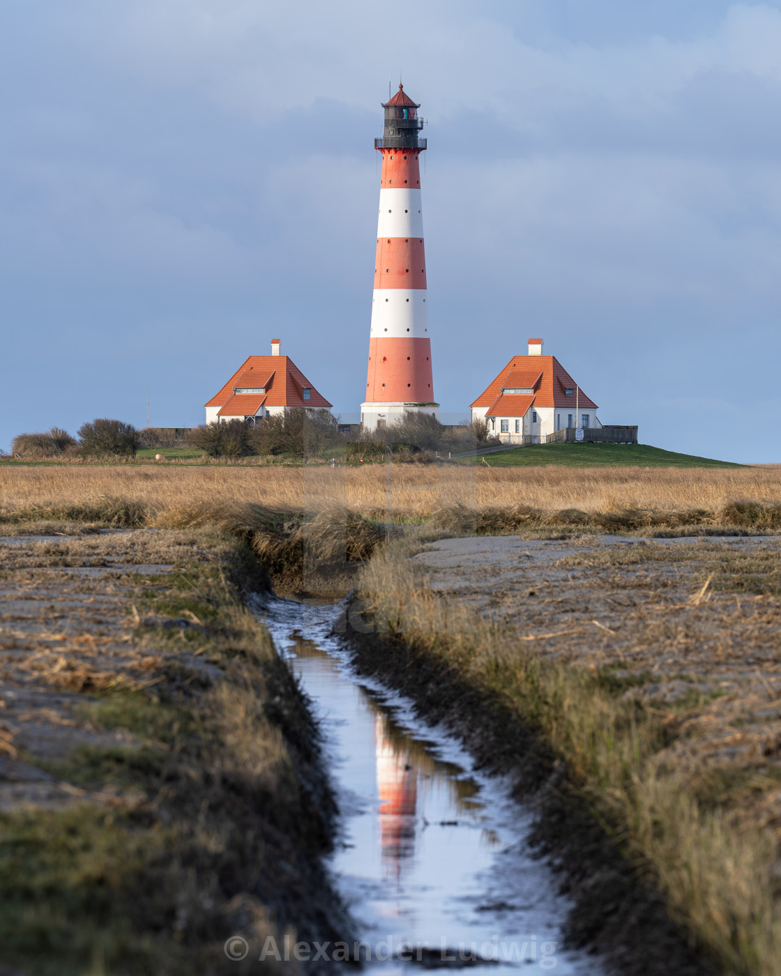 "Lighthouse of Westerhever, North Frisia, Germany" stock image