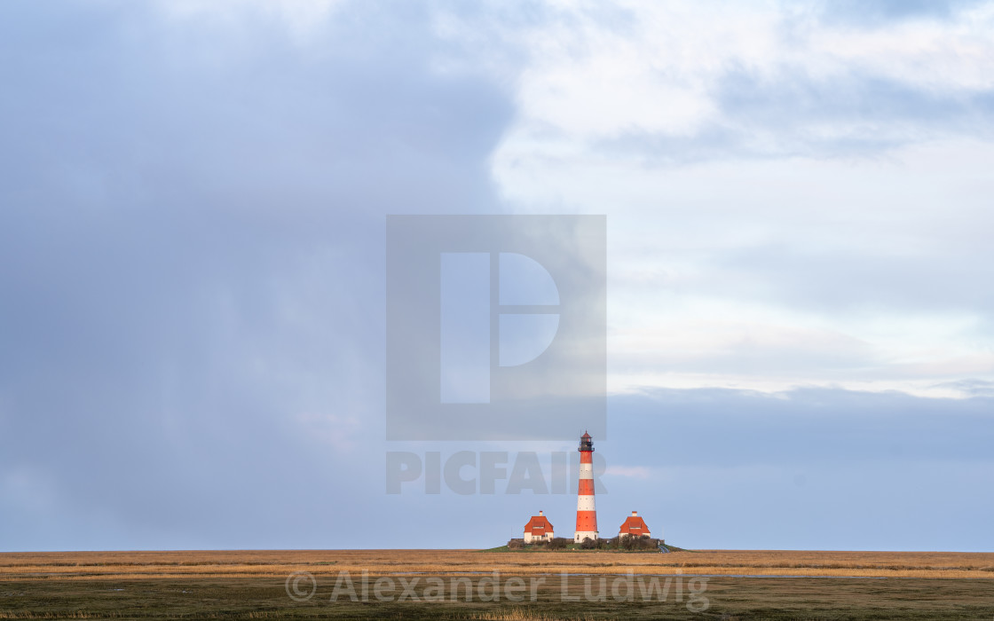 "Lighthouse of Westerhever, North Frisia, Germany" stock image