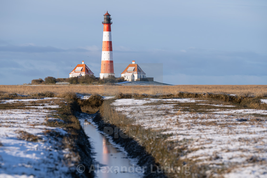 "Lighthouse of Westerhever, North Frisia, Germany" stock image