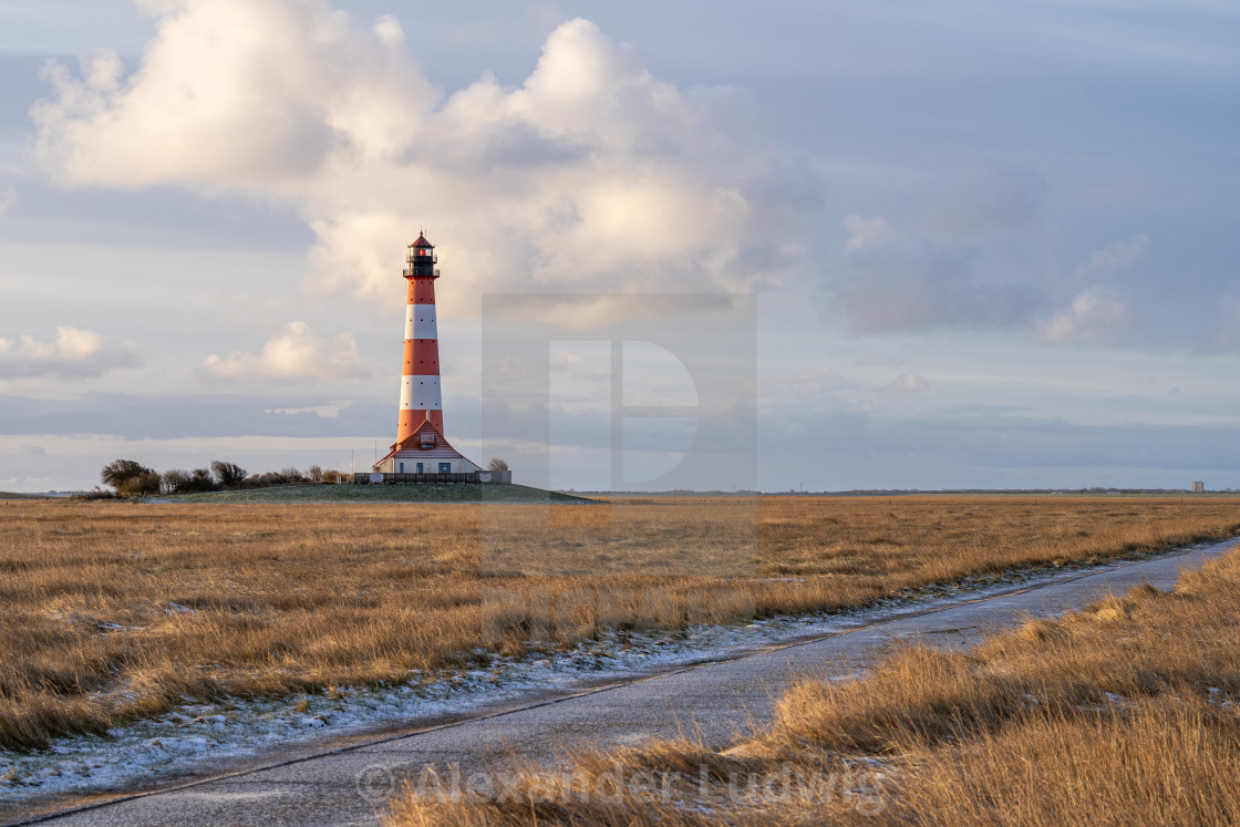 "Lighthouse of Westerhever, North Frisia, Germany" stock image