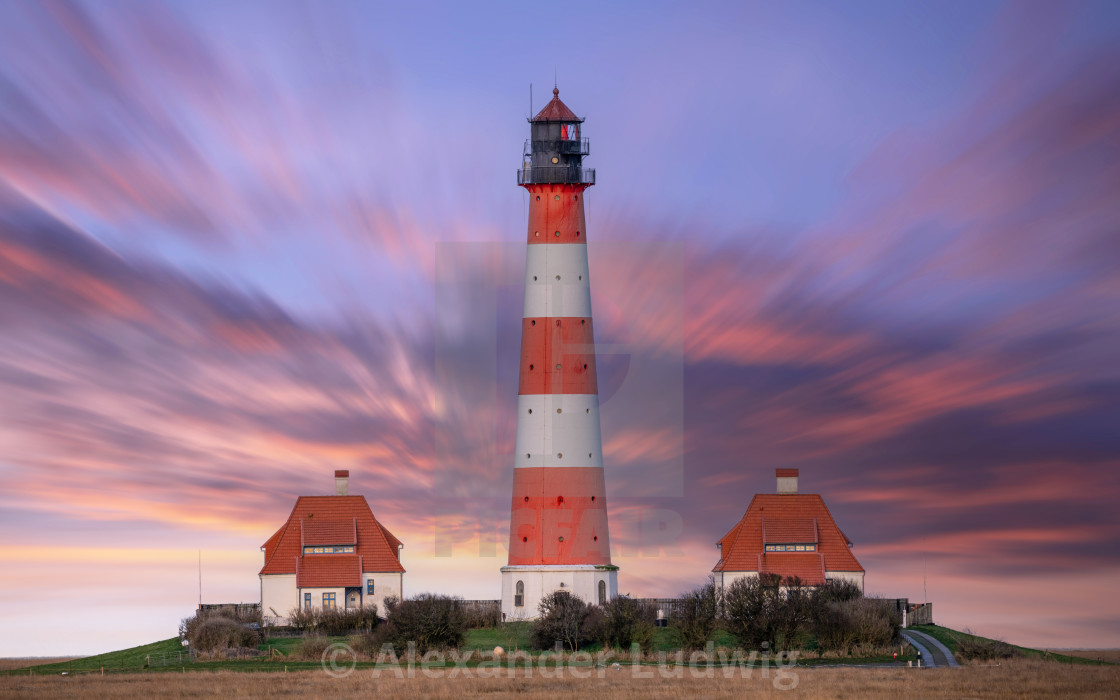 "Lighthouse of Westerhever, North Frisia, Germany" stock image