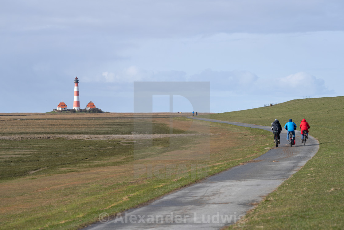 "Lighthouse of Westerhever, North Frisia, Germany" stock image