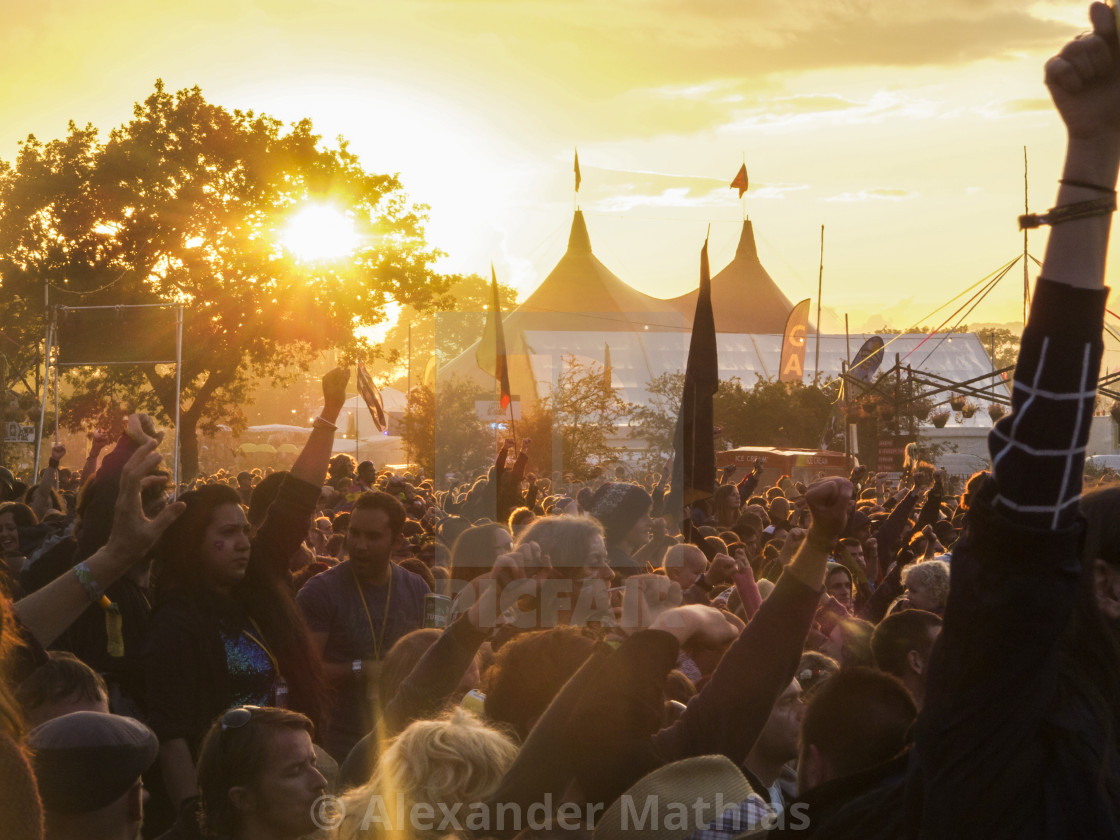 "Glasto sunset" stock image