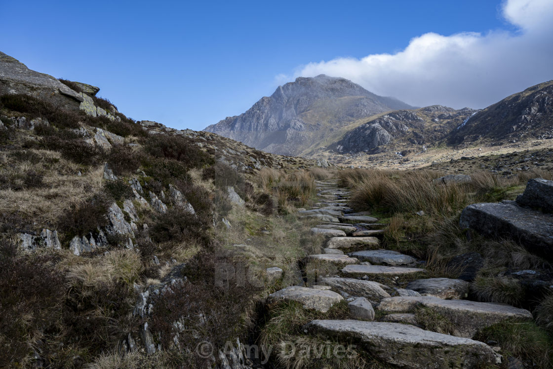 "Stepping stones in Snowdonia" stock image