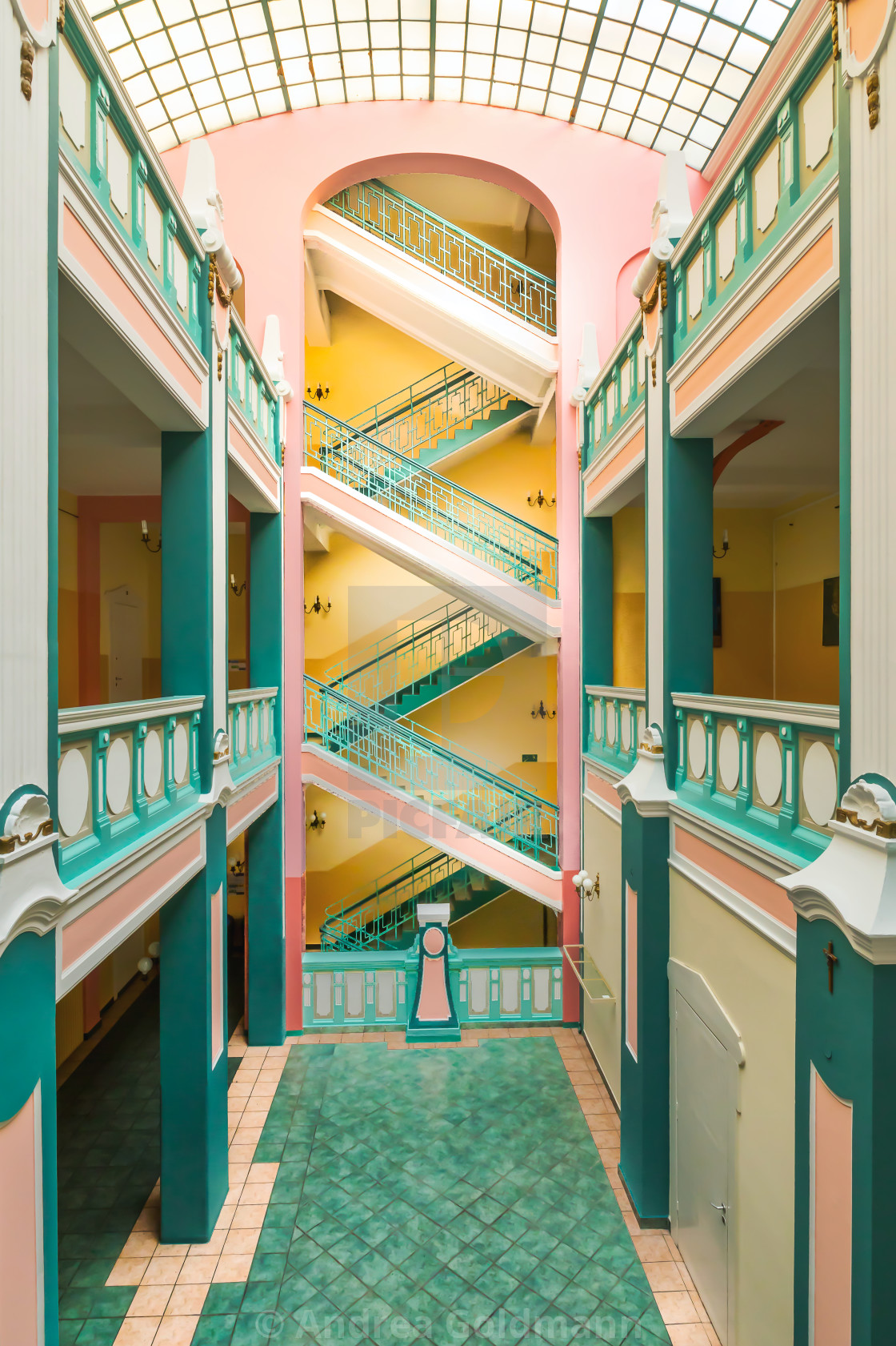 "colourful Dwójka- inside a famous school in Poznan, Poland" stock image