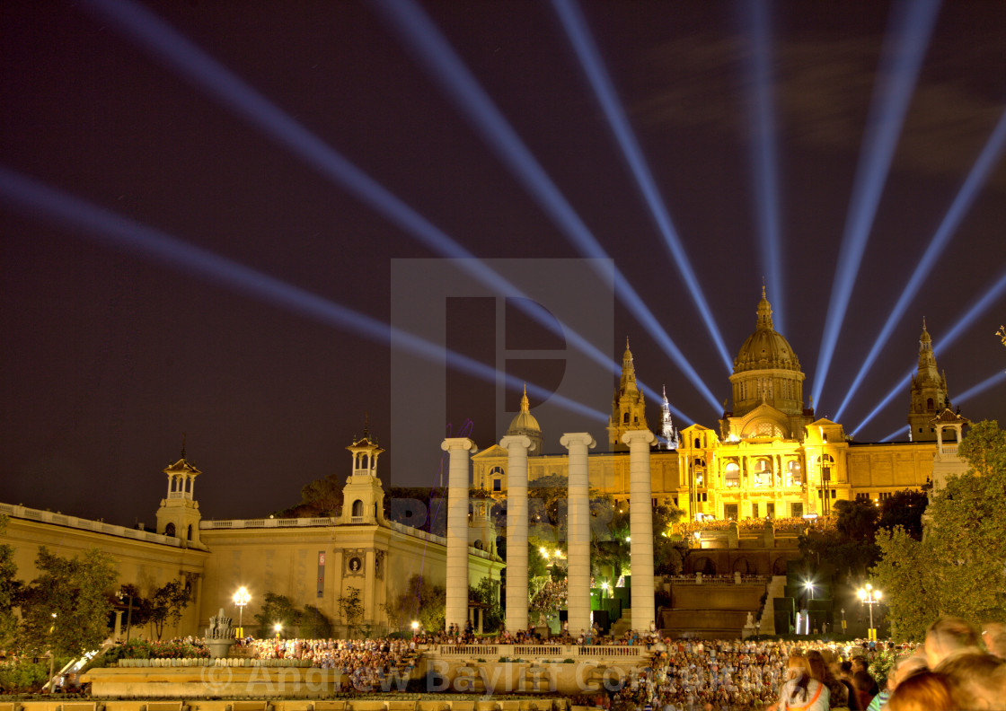 "Montjuic Castle light show" stock image