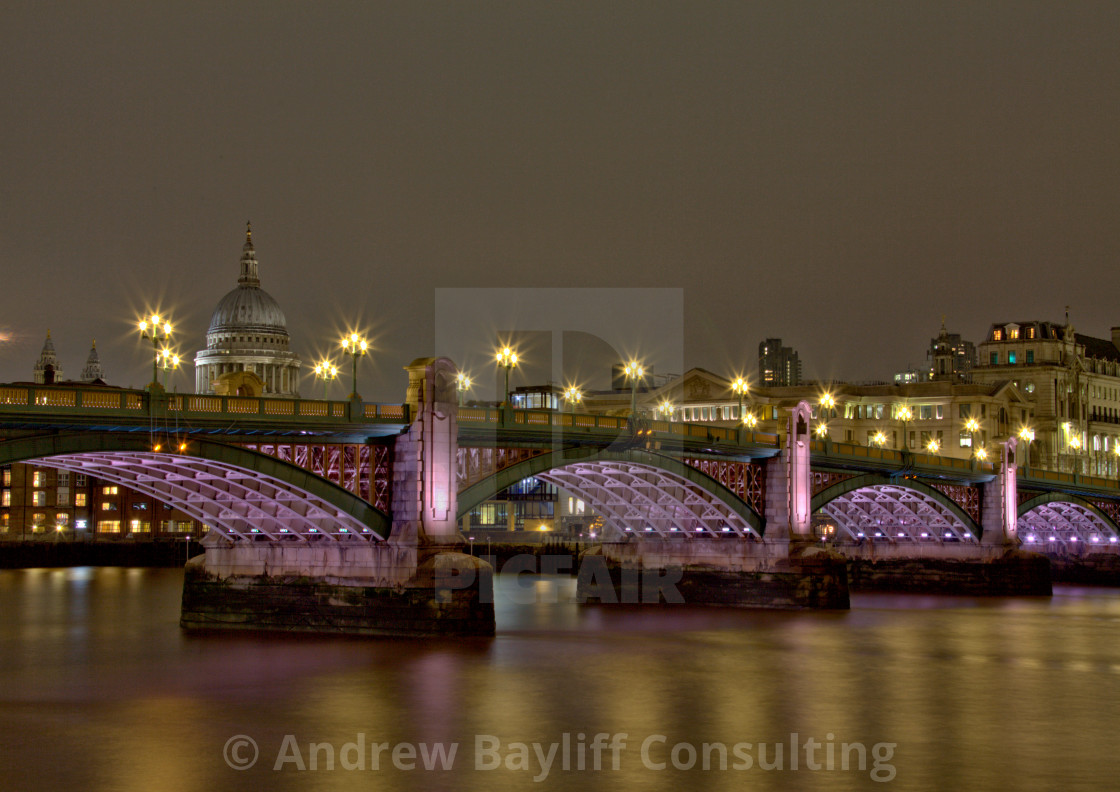 "Southwalk Bridge at Night" stock image