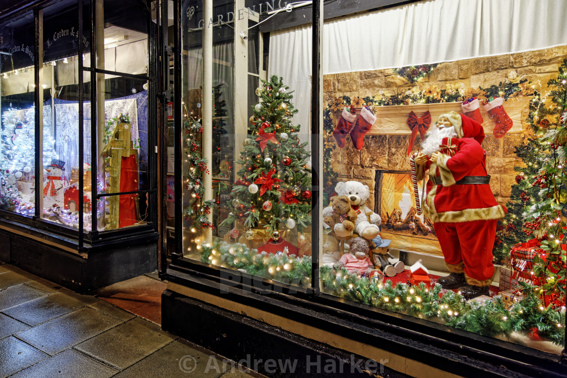 "A Christmas shop window display" stock image