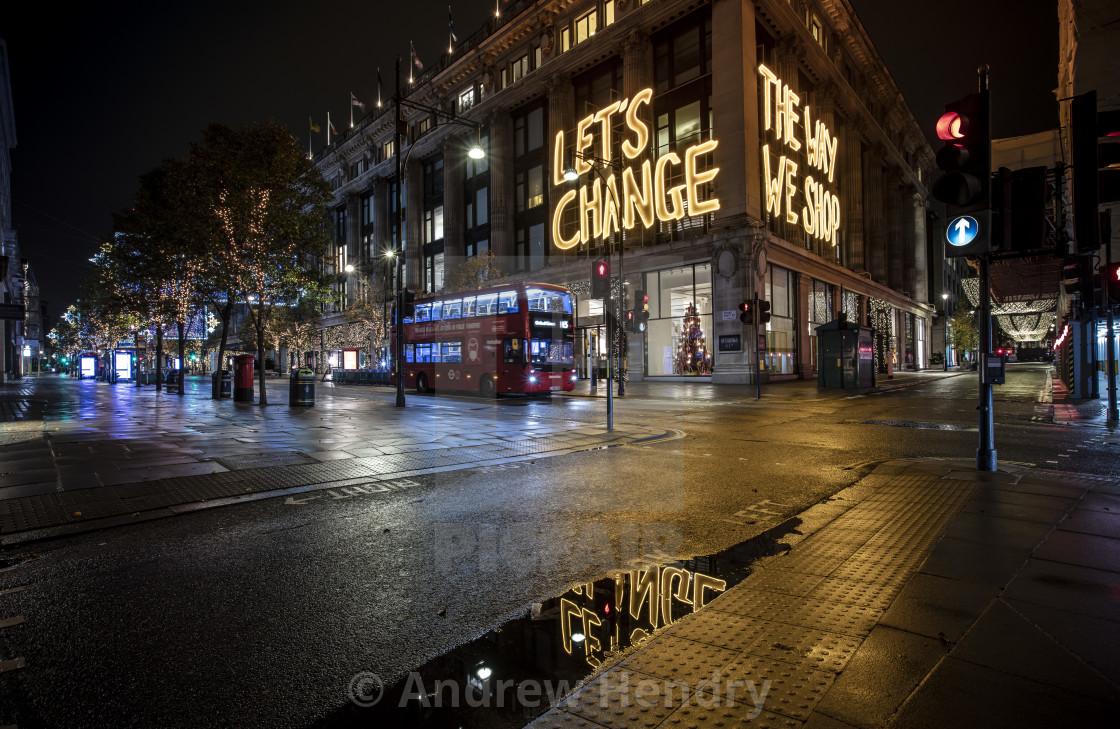 "Selfridges and Oxford Street deserted in London's lockdown" stock image