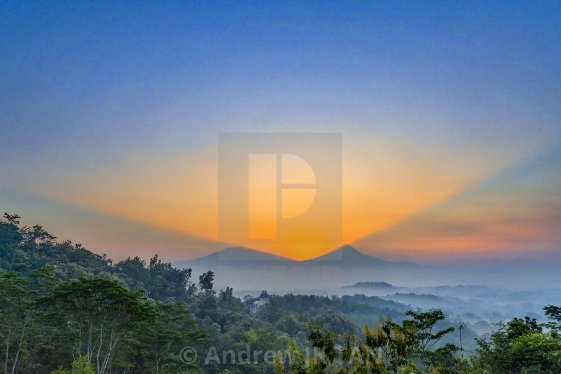 "Sunrise between Volcanos 02" stock image