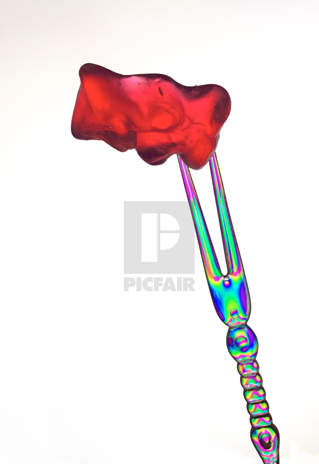 "Fork with Gummy Bear candy 02" stock image