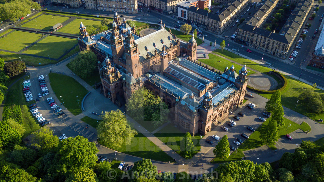 "Aerial view of Kelvingrove Museum, Glasgow" stock image