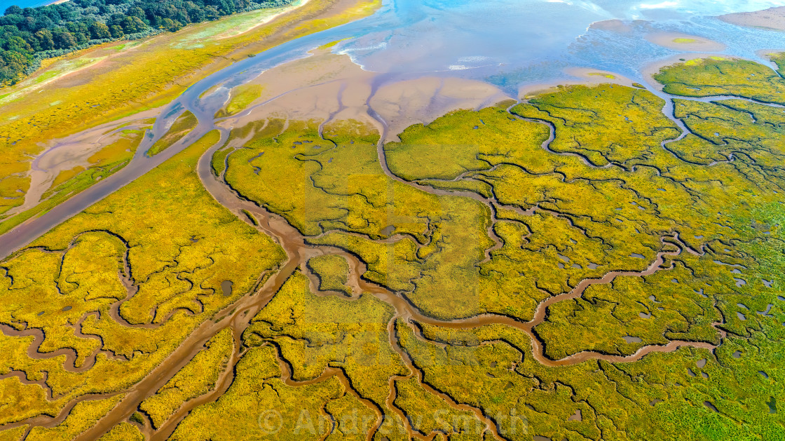 "Aerial view of the River Tyne estuary, East Lothian" stock image