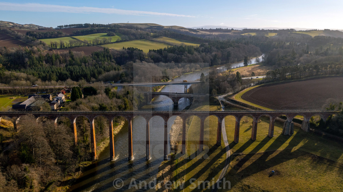 "Leaderfoot viaduct near Melrose in the Scottish Borders" stock image