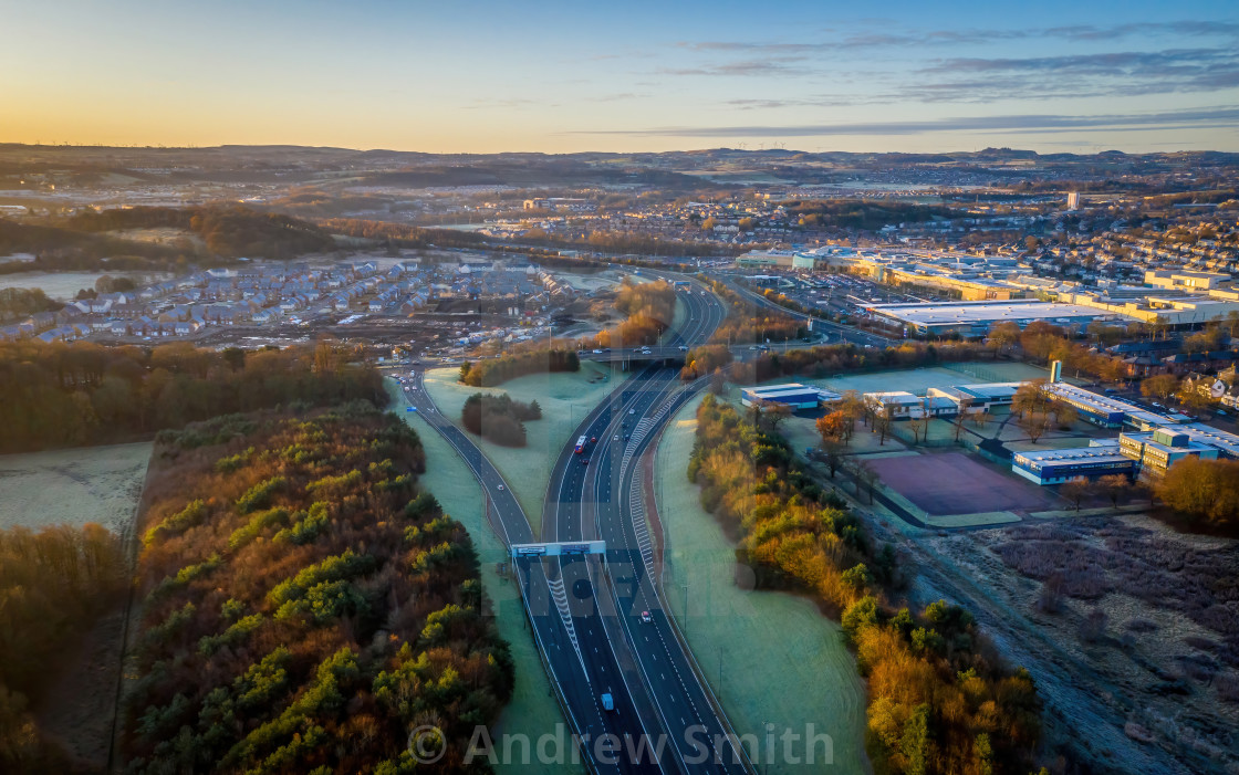 "Aerial view of roads at Pollock" stock image