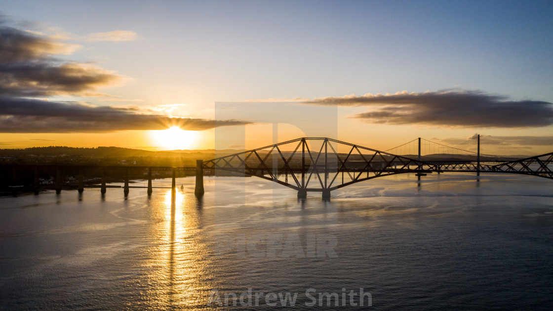 "The Forth Rail Bridge at Sunset" stock image