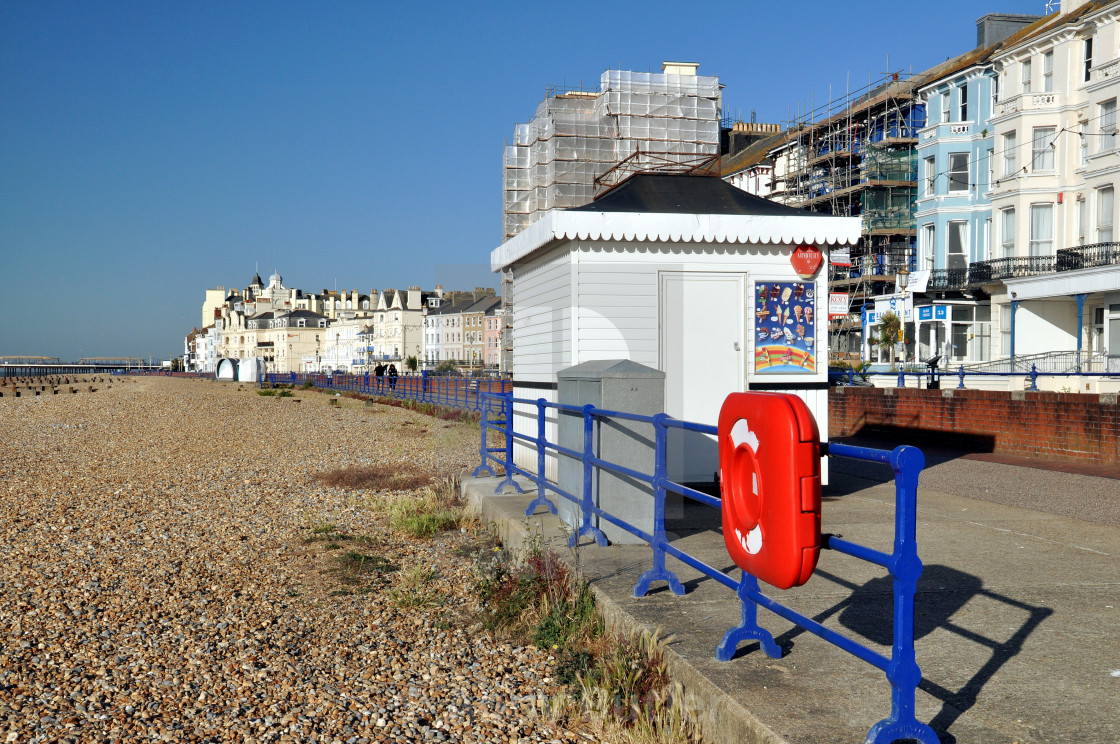 "seafront & ice cream kiosk, Eastbourne." stock image