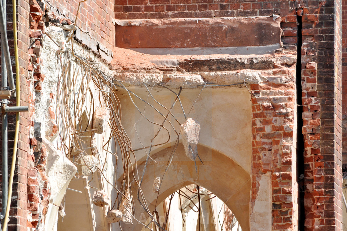 "Demolition work at St Elizabeth;s Church, Eastbourne." stock image