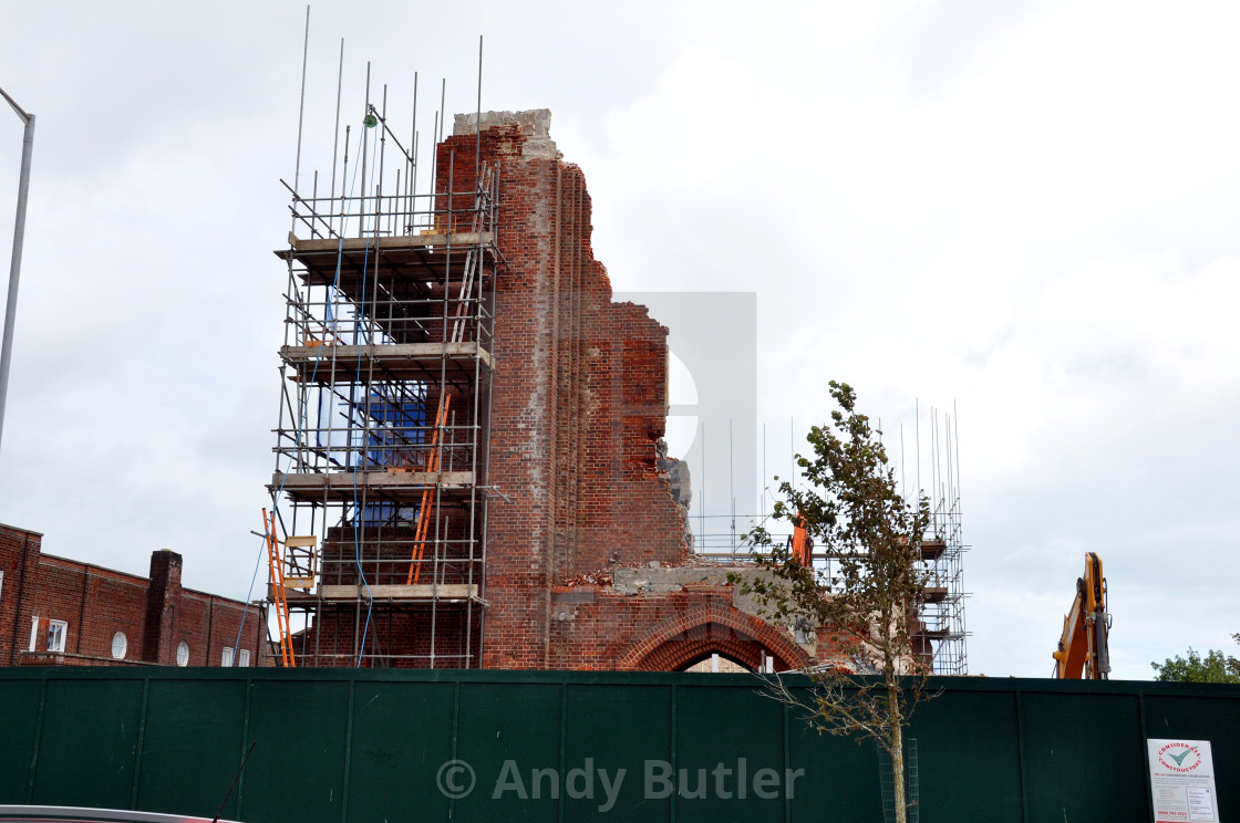 "Demolition of church in Eastbourne" stock image