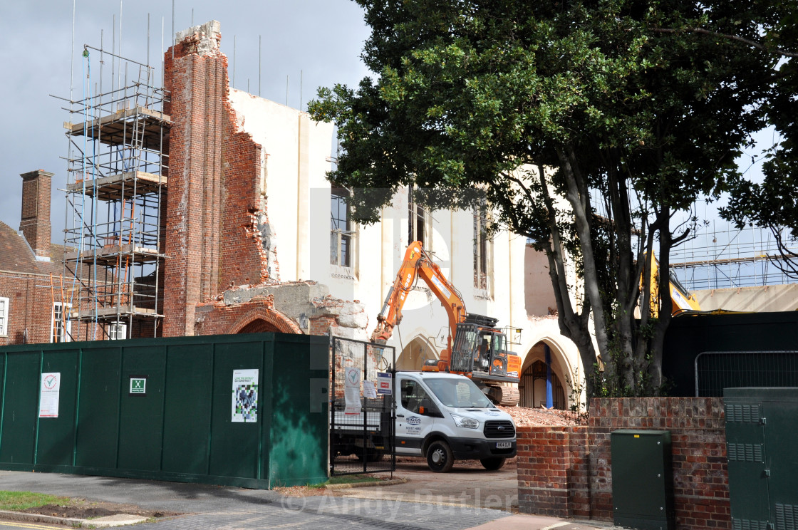 "Demolition of church in Eastbourne" stock image