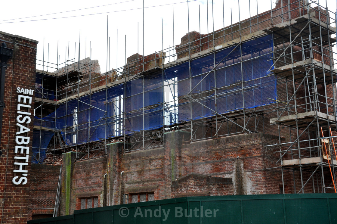 "Demolition of church in Eastbourne" stock image