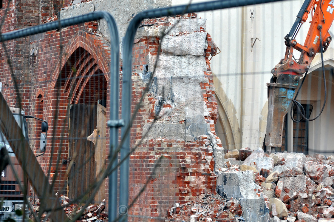 "Demolition of church in Eastbourne" stock image