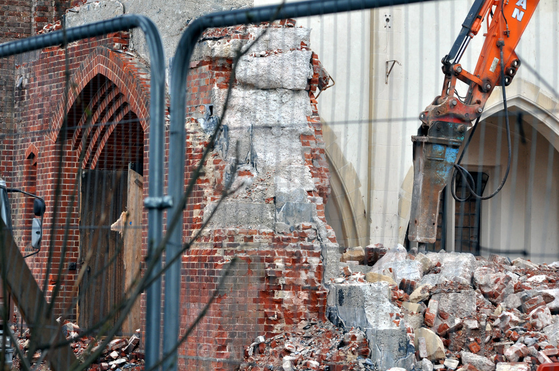 "Demolition of church in Eastbourne" stock image