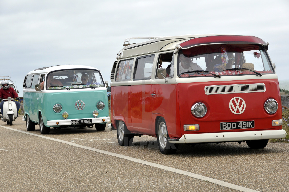 "VW camper vans and scoote" stock image