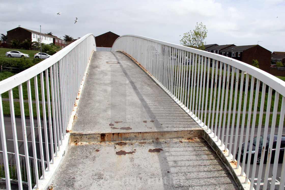 "Footbridge, Langney Rise, Eastbourne, England, near Langney Shopping Centre." stock image