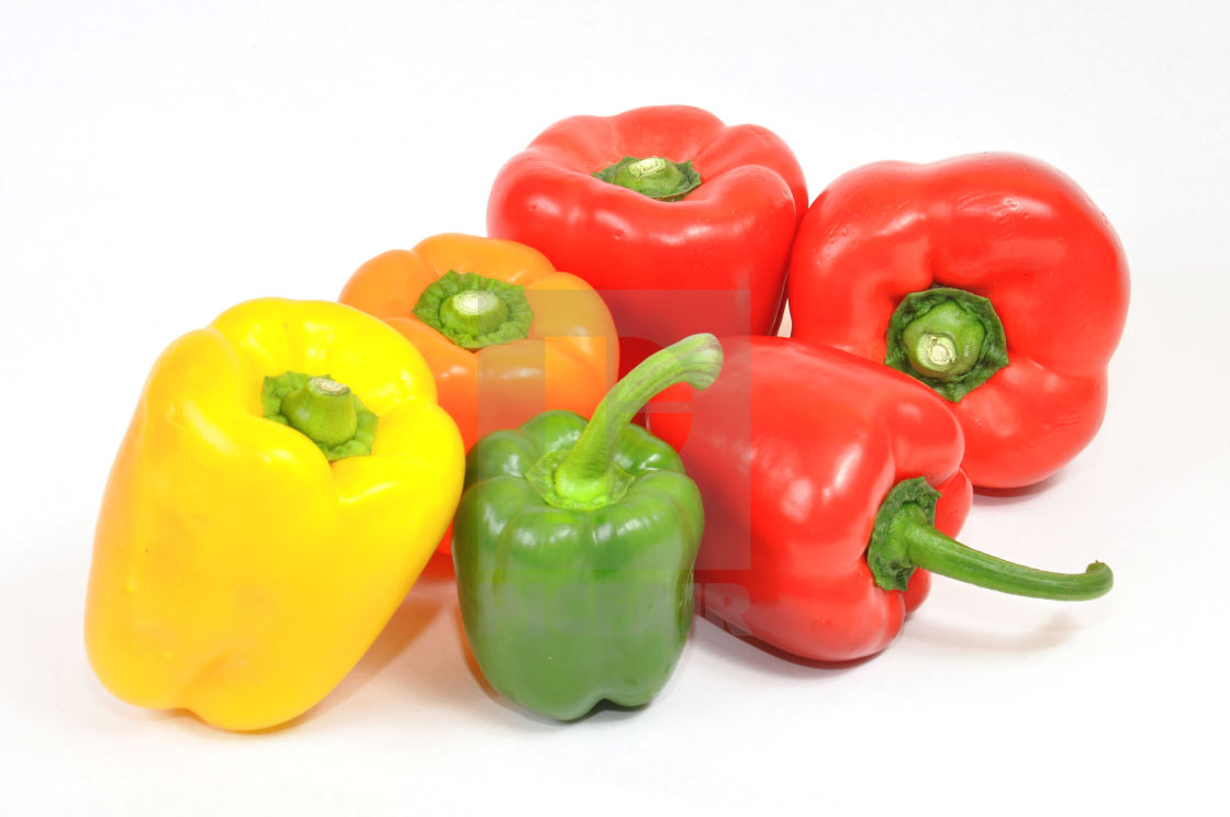 "Bell Peppers. Mixed Peppers, Red, Green, Yellow & Orange. © Andy Butler 2011" stock image