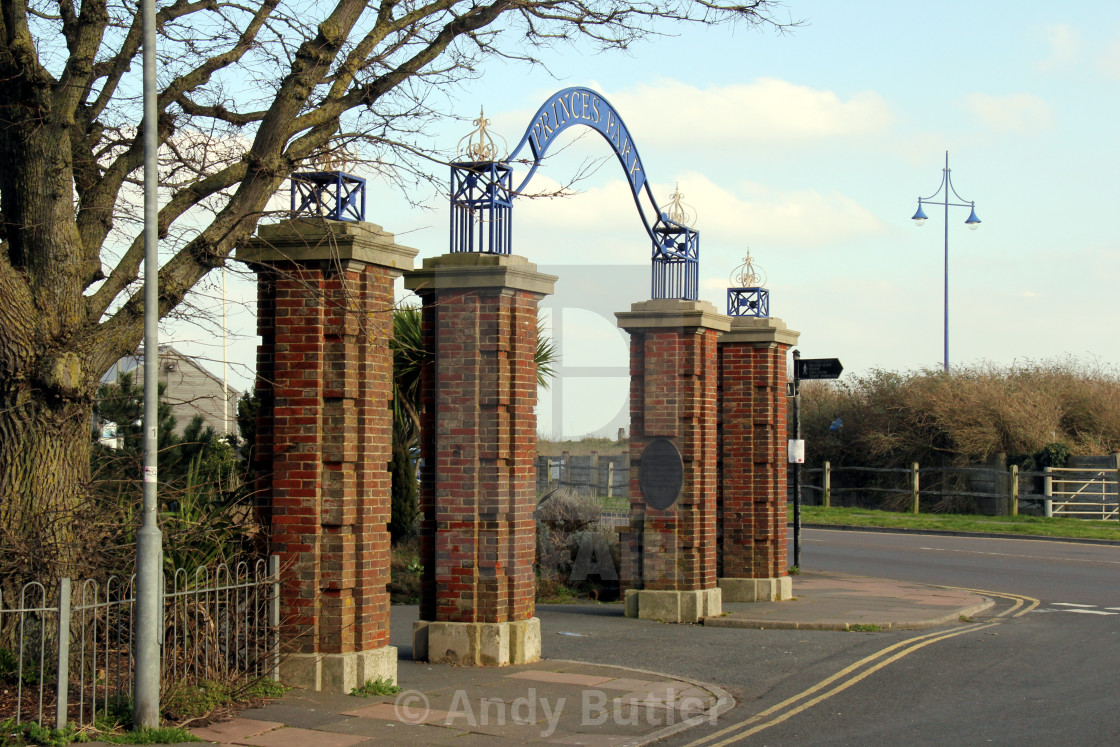 "Park Entrance. Princes Park Eastbourne" stock image