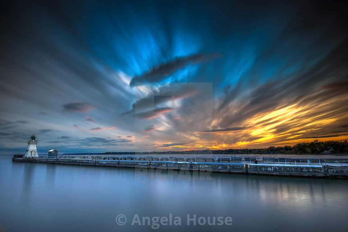 "Sunset at Port Dover Light House, Ontario" stock image