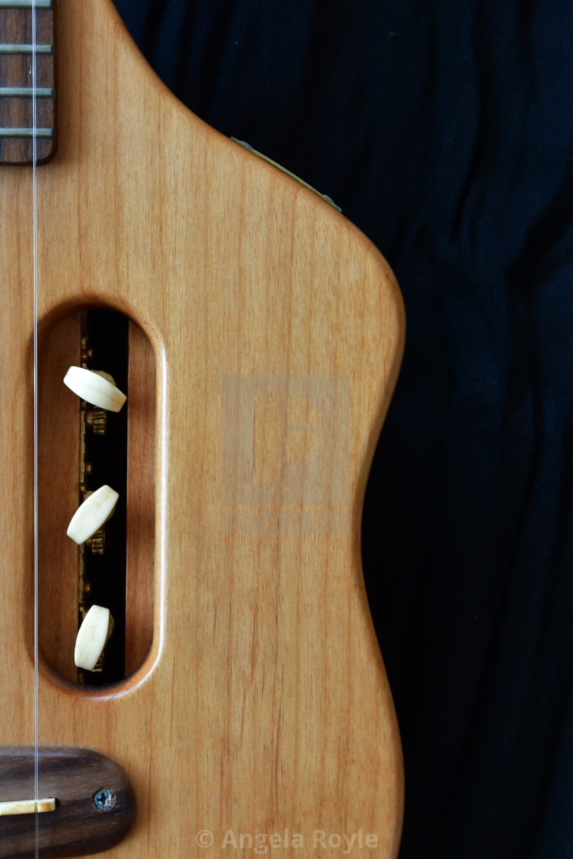 "Aerial view of travel guitar" stock image