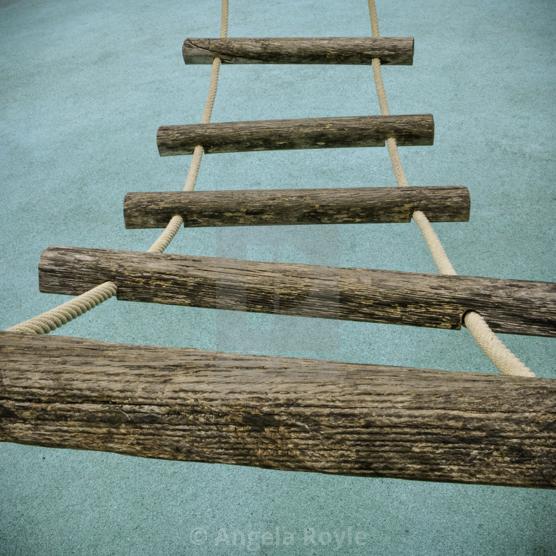 "Rope ladder on a climbing frame" stock image