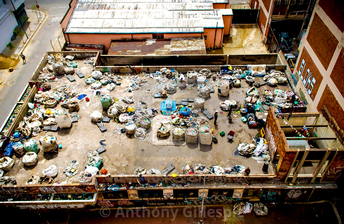 "Rooftop Recycling Sorting Johannesburg" by Anthony Gillespie - $1.53 "Rooftop Recycling Sorting Johannesburg" stock image