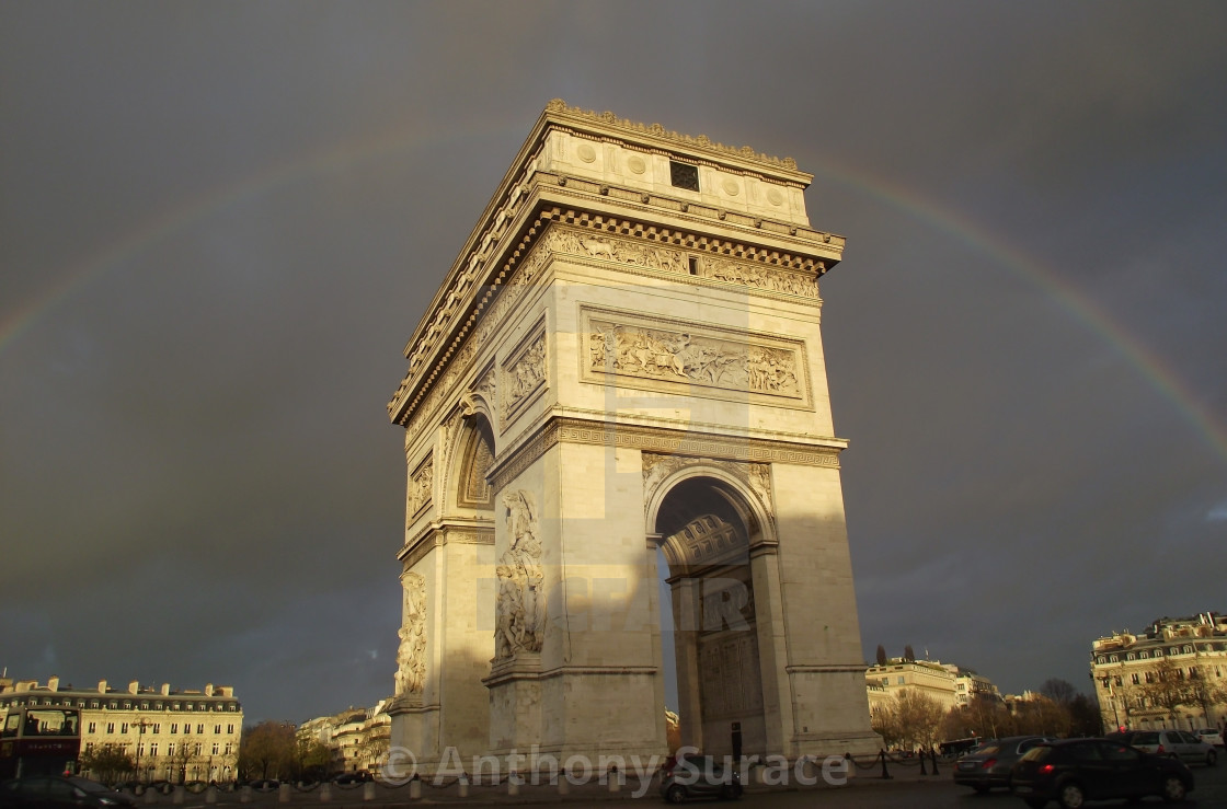 "Rainbow over Arc de Triomphe" by Anthony Surace - $15.30 "Rainbow over Arc de Triomphe" stock image