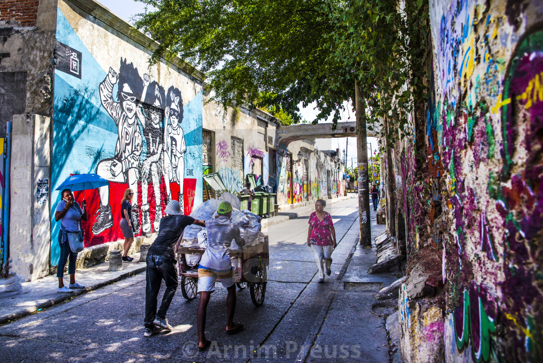 "Street Scene in Getsemani" stock image