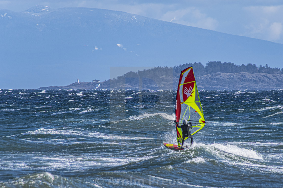 "Windsurfing in Parksville, BC" stock image