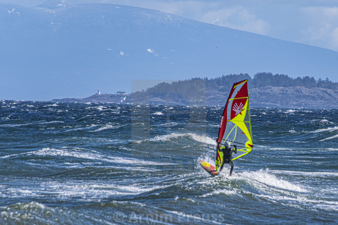 "Windsurfing in Parksville, BC" stock image