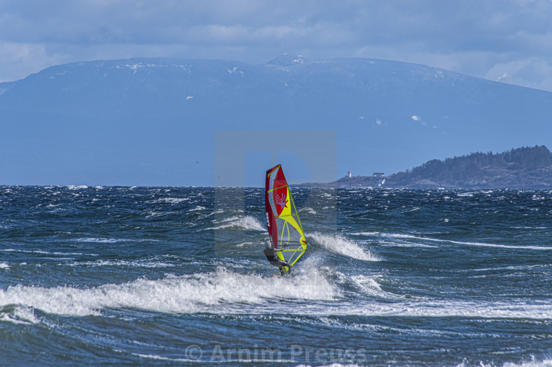 "Windsurfing in Parksville, BC" stock image