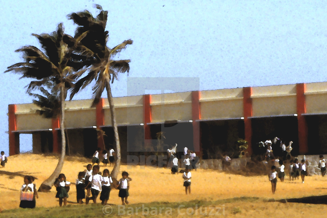 "Kanyakumari, 1996: Children that exit from school" stock image