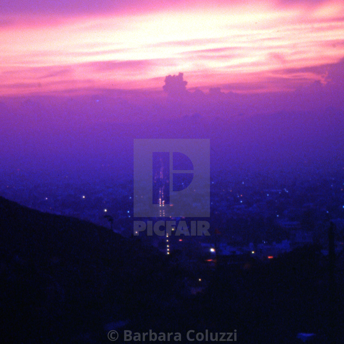 "Jaipur, 1996: Sunset from the Galta Ji temple" stock image