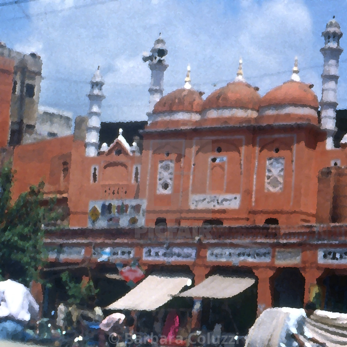 "Jaipur, 1996: A street of the pink city" stock image