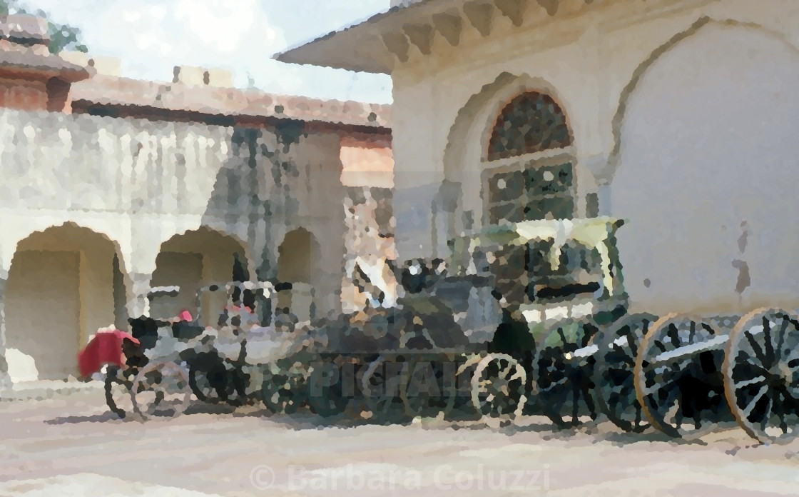 "Jaipur, 1996: Cannons and antique coaches" stock image